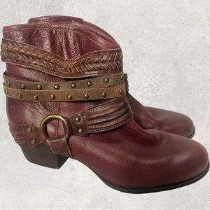 Jessica Simpson Leather Studded Studded Harness Moto Ankle Boots 7.5